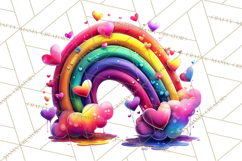 Bright Valentine Rainbows, Red Pink Hearts, Glossy Love Product Image 2