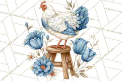 French Vintage Spring Clipart PNG, Pastel Bunny & Floral Art Product Image 3