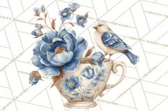 French Vintage Spring Clipart PNG, Pastel Bunny & Floral Art Product Image 4