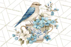 French Vintage Spring Clipart PNG, Pastel Bunny & Floral Art Product Image 5