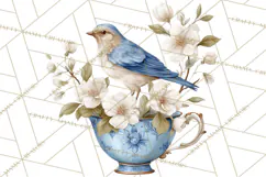 French Vintage Spring Clipart PNG, Pastel Bunny & Floral Art Product Image 2