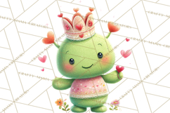 Green Alien Valentine Clipart PNG, Cute Alien Valentines Product Image 2