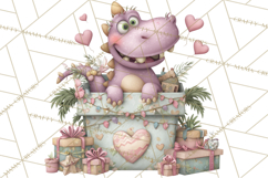 Valentine Dinosaur Clipart PNG, Cute Valentine Dinosaurs Product Image 2