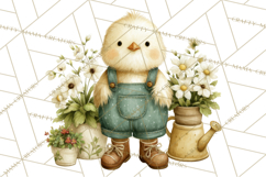 Vintage Spring Chicks Clipart, Cute Baby Chick Gardening Product Image 2