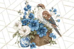 French Vintage Spring Clipart PNG, Pastel Bunny &amp; Floral Art Product Image 4