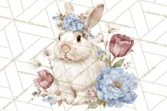 French Vintage Spring Clipart PNG, Pastel Bunny & Floral Art Product Image 5