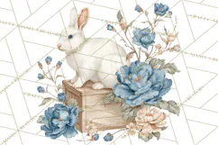 French Vintage Spring Clipart PNG, Pastel Bunny & Floral Art Product Image 4
