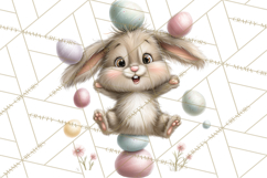 Quirky Easter Bunnies Clipart, Cute Cartoon Bunnies Png Product Image 4