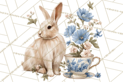 French Vintage Spring Clipart PNG, Pastel Bunny &amp; Floral Art Product Image 5