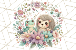 Spring Garden Animals Clipart, Whimsical Bunny Duck Frog Png Product Image 2