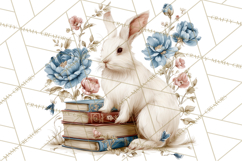 French Vintage Spring Clipart PNG, Pastel Bunny &amp; Floral Art Product Image 2
