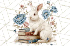 French Vintage Spring Clipart PNG, Pastel Bunny & Floral Art Product Image 2