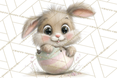 Quirky Easter Bunnies Clipart, Cute Cartoon Bunnies Png Product Image 4
