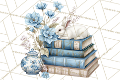 French Vintage Spring Clipart PNG, Pastel Bunny &amp; Floral Art Product Image 4