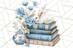 French Vintage Spring Clipart PNG, Pastel Bunny & Floral Art Product Image 4