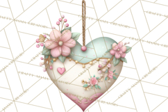 Rustic Valentine Decor Clipart, Burlap Heart PNG Product Image 3
