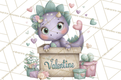 Valentine Dinosaur Clipart PNG, Cute Valentine Dinosaurs Product Image 3