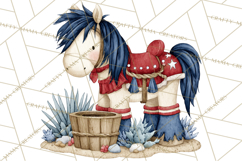 Patriotic Western Clipart, Whimsical Red White Blue Desert Product Image 3