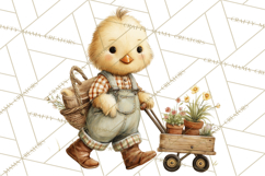 Vintage Spring Chicks Clipart, Cute Baby Chick Gardening Product Image 3
