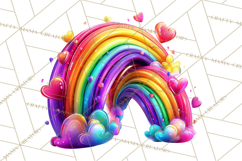 Bright Valentine Rainbows, Red Pink Hearts, Glossy Love Product Image 2