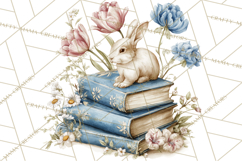 French Vintage Spring Clipart PNG, Pastel Bunny &amp; Floral Art Product Image 2