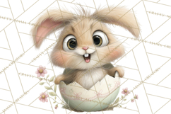 Quirky Easter Bunnies Clipart, Cute Cartoon Bunnies Png Product Image 2