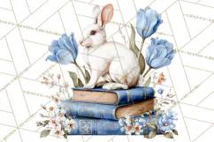 French Vintage Spring Clipart PNG, Pastel Bunny & Floral Art Product Image 3