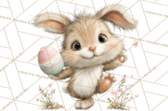 Quirky Easter Bunnies Clipart, Cute Cartoon Bunnies Png Product Image 3