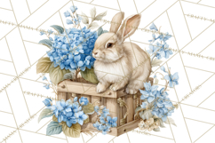 French Vintage Spring Clipart PNG, Pastel Bunny &amp; Floral Art Product Image 4