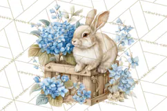 French Vintage Spring Clipart PNG, Pastel Bunny & Floral Art Product Image 4