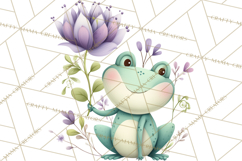 Spring Garden Animals Clipart, Whimsical Bunny Duck Frog Png Product Image 4
