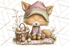 Easter Picnic Animal Clipart, Cute Spring Picnic PNG Product Image 4