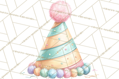 Pastel Birthday Clipart, Soft Party Decorations PNG, Festive Product Image 5
