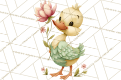 Spring Garden Animals Clipart, Whimsical Bunny Duck Frog Png Product Image 2