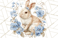French Vintage Spring Clipart PNG, Pastel Bunny &amp; Floral Art Product Image 3
