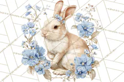 French Vintage Spring Clipart PNG, Pastel Bunny & Floral Art Product Image 3