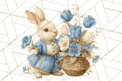 French Vintage Spring Clipart PNG, Pastel Bunny &amp; Floral Art Product Image 4