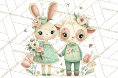 Spring Garden Animals Clipart, Whimsical Bunny Duck Frog Png Product Image 4