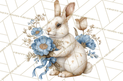 French Vintage Spring Clipart PNG, Pastel Bunny &amp; Floral Art Product Image 5