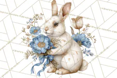French Vintage Spring Clipart PNG, Pastel Bunny & Floral Art Product Image 5