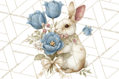 French Vintage Spring Clipart PNG, Pastel Bunny &amp; Floral Art Product Image 2