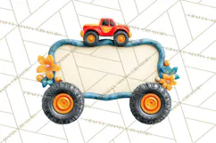 Monster Truck Birthday Party Clipart, Racing Celebration Png Product Image 4