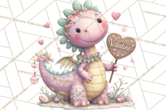 Valentine Dinosaur Clipart PNG, Cute Valentine Dinosaurs Product Image 4
