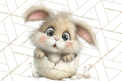 Quirky Easter Bunnies Clipart, Cute Cartoon Bunnies Png Product Image 3