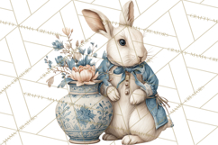 French Vintage Spring Clipart PNG, Pastel Bunny &amp; Floral Art Product Image 3