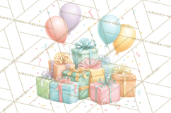 Pastel Birthday Clipart, Soft Party Decorations PNG, Festive Product Image 5