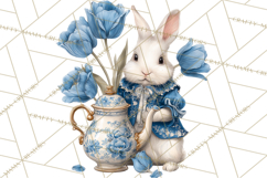 French Vintage Spring Clipart PNG, Pastel Bunny &amp; Floral Art Product Image 5