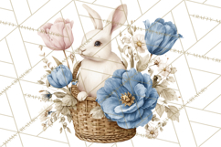 French Vintage Spring Clipart PNG, Pastel Bunny &amp; Floral Art Product Image 2