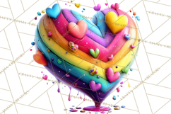 Bright Valentine Rainbows, Red Pink Hearts, Glossy Love Product Image 2