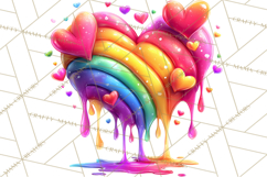 Bright Valentine Rainbows, Red Pink Hearts, Glossy Love Product Image 3